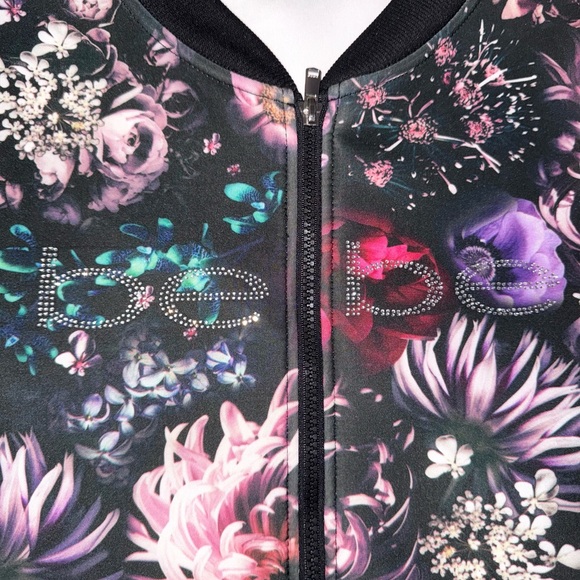 bebe Black Floral Bomber Jacket - Picture 3 of 6